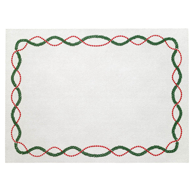 Olympia Embroidered Vinyl Placemat Red/Green Set/4