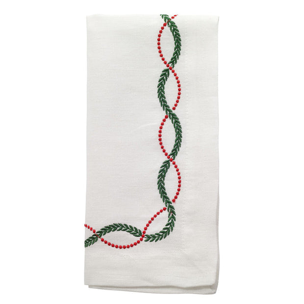 Olympia Embroidered Napkin Red/Green Set/4