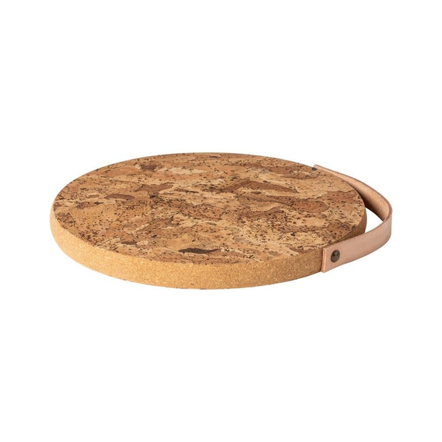 Cork Trivet with Leather Handle Large