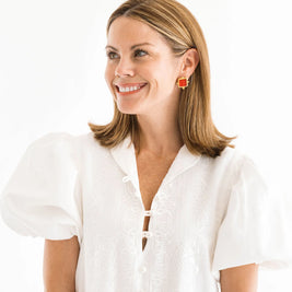 Madeline Red French Glass Studs