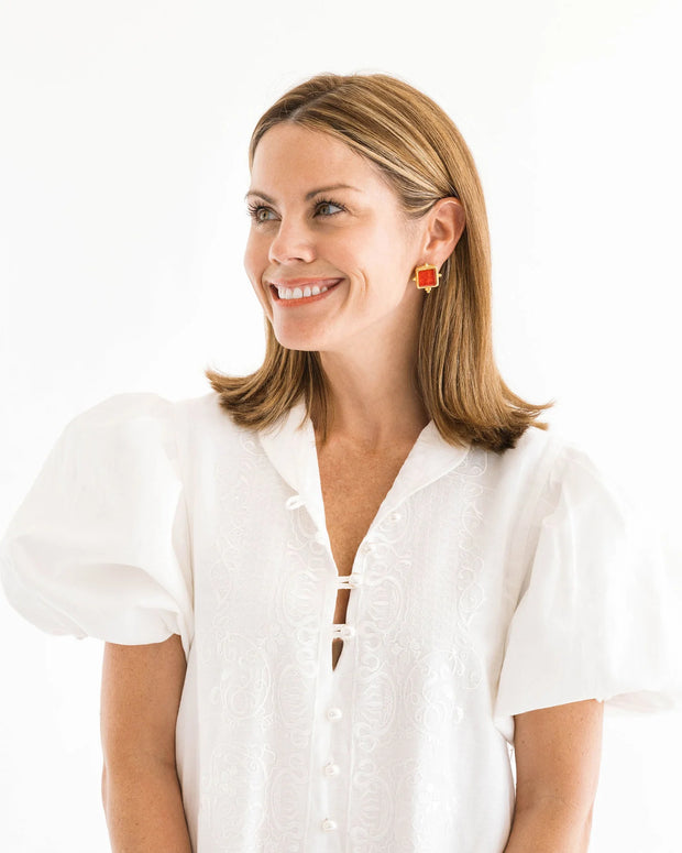 Madeline Red French Glass Studs