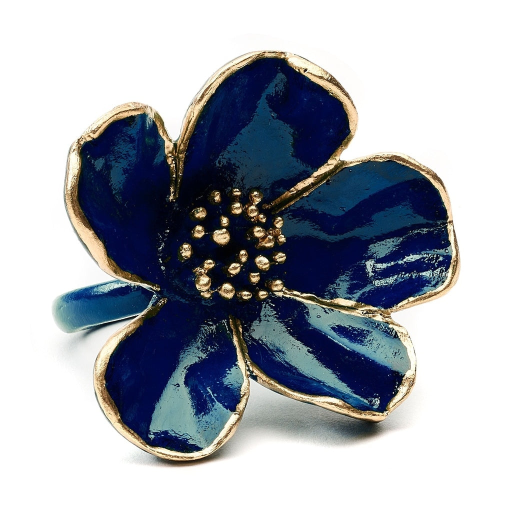 Sweet Briar Resin Napkin Ring in Blue Set/4