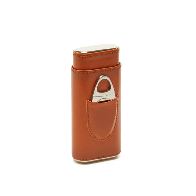 Ashton 3-Cigar Leather Case With Cutter