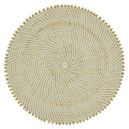 Natural Beaded Border Rattan Placemat Set/4