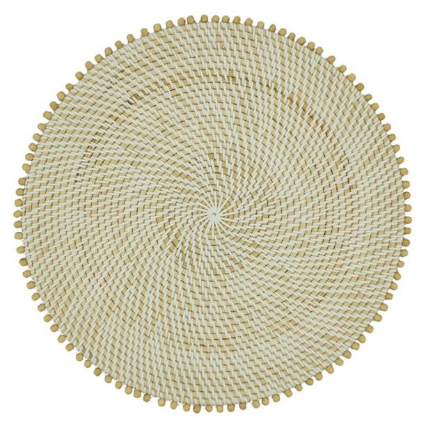 Natural Beaded Border Rattan Placemat Set/4