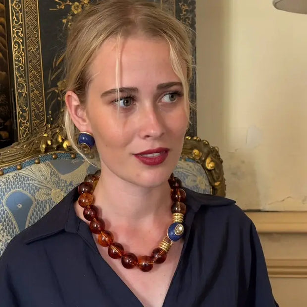 Caroline Tortoise Resin Necklace with Topazfaceted Stone Clasp