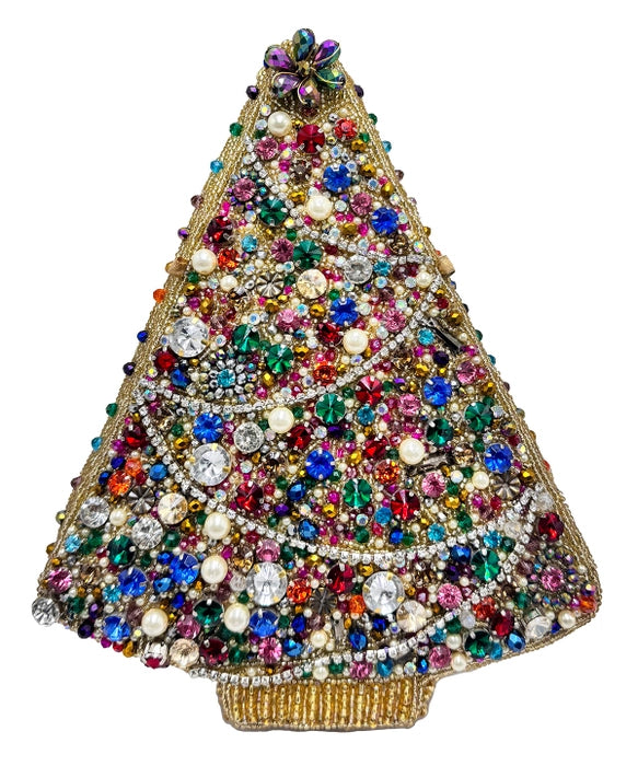 Glittering Joy Colorful Christmas Tree with Gems Handbag