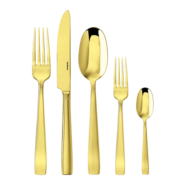 Flat Gold Five Piece Place Setting
