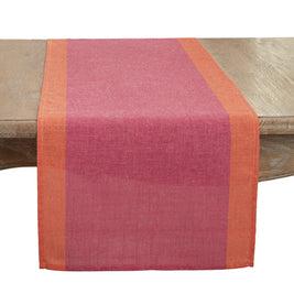Pink Coral Banded Table Runner