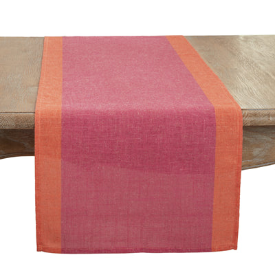 Pink Coral Banded Table Runner