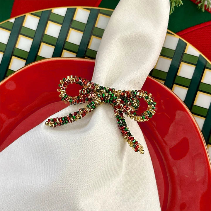 Christmas Bow Napkin Ring set/4