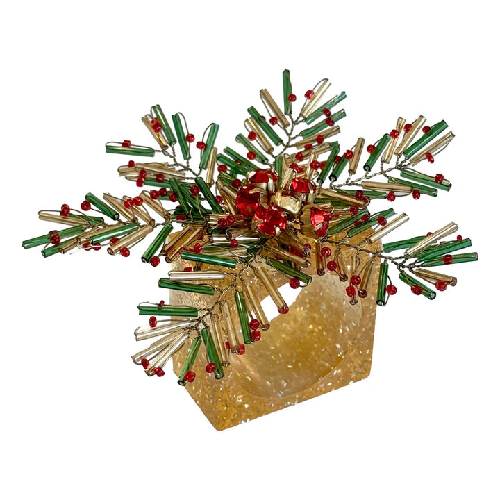 Holly Burst Napkin Ring Set/4