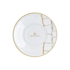 Alligator Espresso Cup and Saucer Set/2 Gold with Crystals