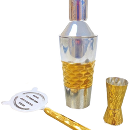 Truro Gold Shaker/Strainer/Jigger Set