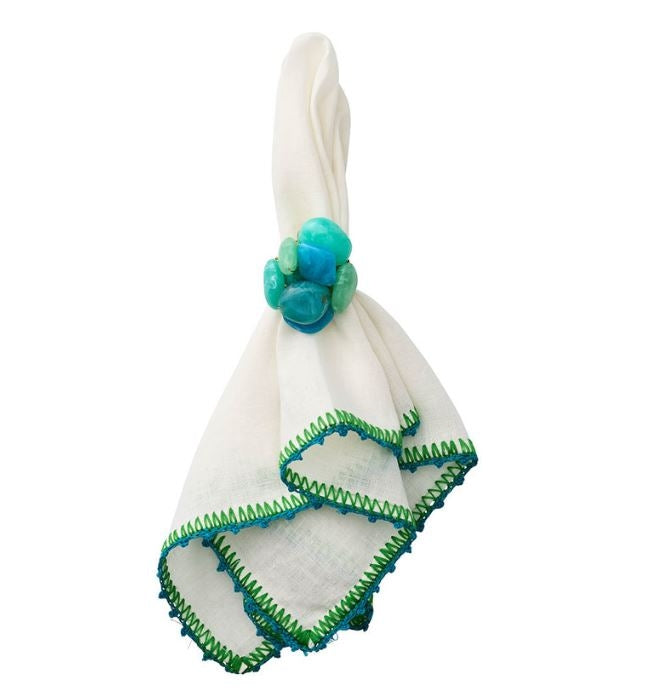 Sea Stone Napkin Ring in Sea Foam Set/4