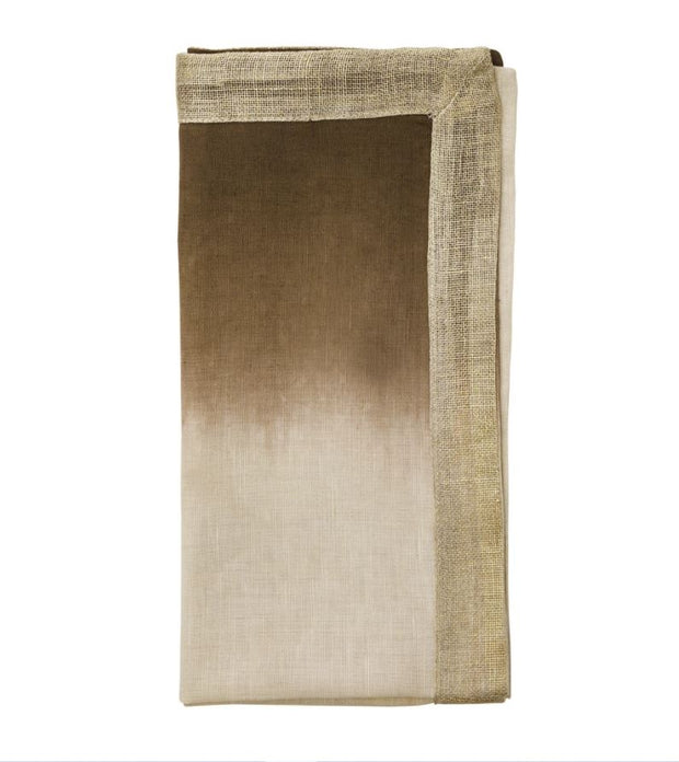 Dip Dye Napkin in Natural, Brown and Gold Set/4