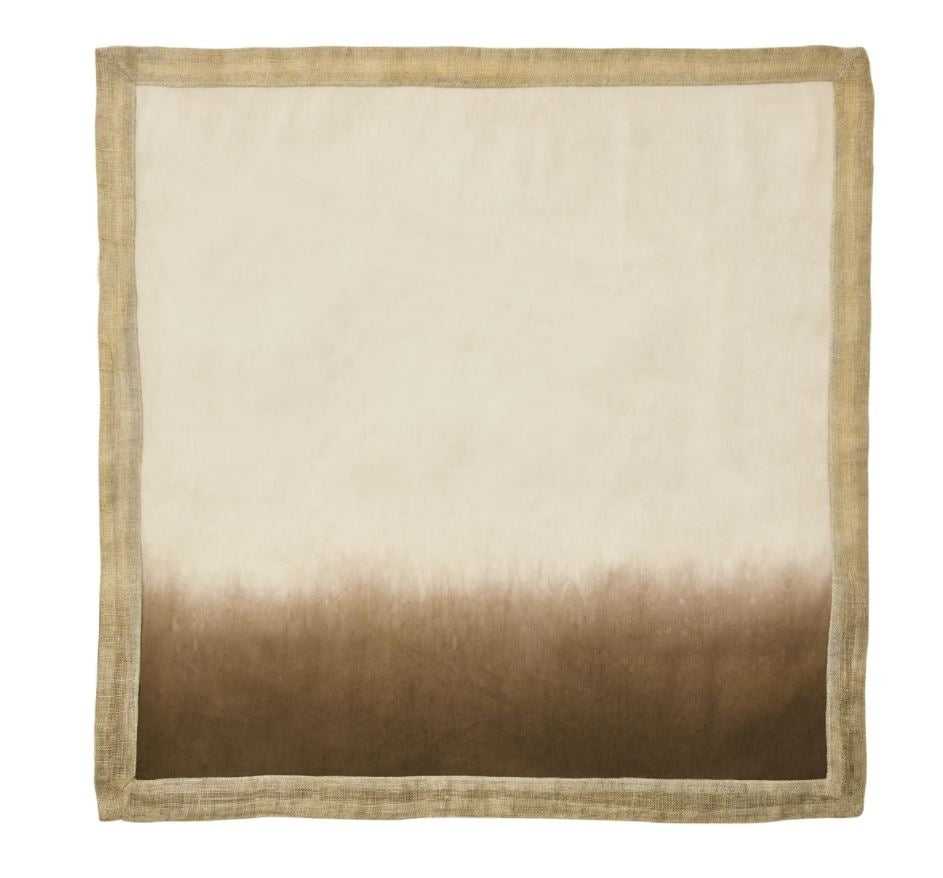 Dip Dye Napkin in Natural, Brown and Gold Set/4