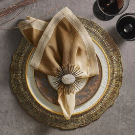 Dip Dye Napkin in Natural, Brown and Gold Set/4