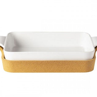 White Rectangular Baker with Cork Tray Ensemble