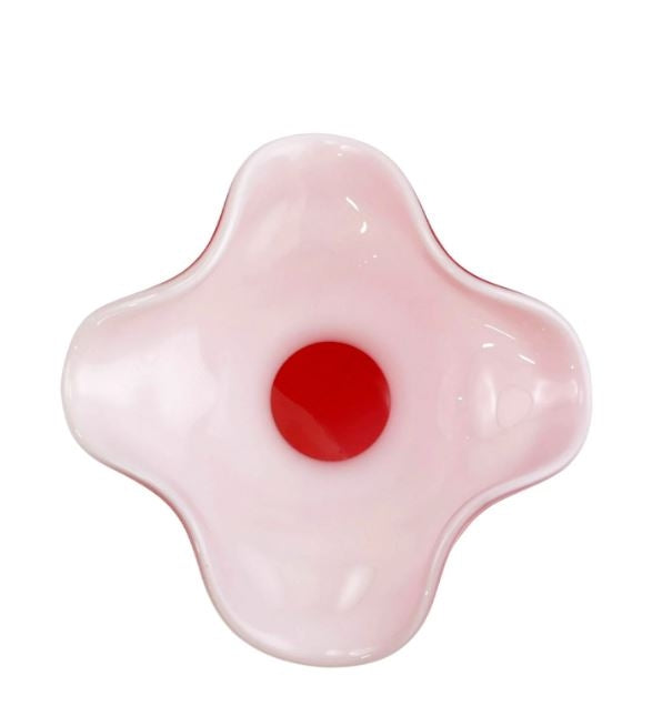 Hibiscus Medium Glass Red Fluted Vase