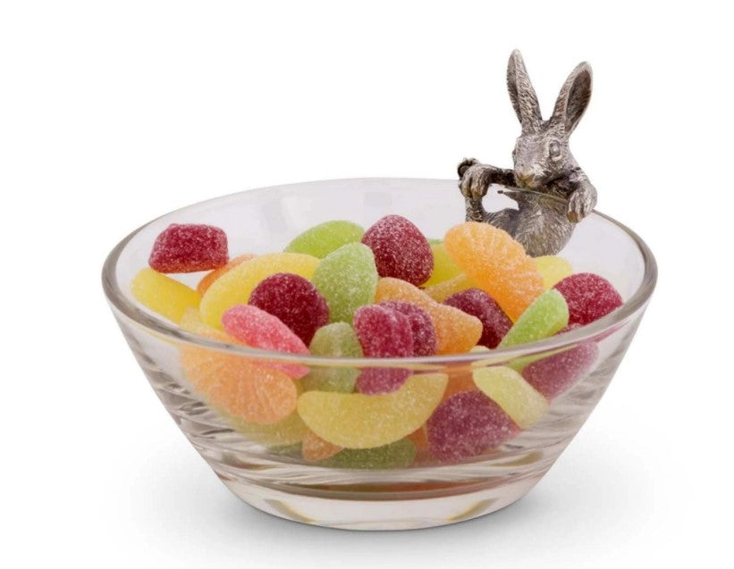 Bunny Glass and Pewter Dip Bowl