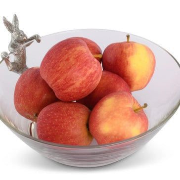 Climbing Bunny Glass and Pewter Serving Bowl
