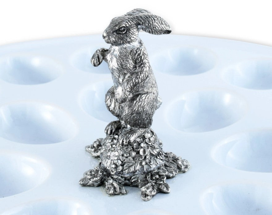 Deviled Egg Platter with Pewter Rabbit