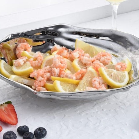 Large Silver Ceramic Oyster Bowl