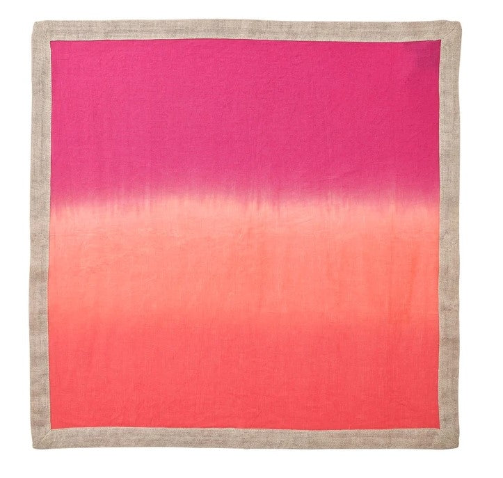 Dip Dye Napkin in Fuchsia and Orange Set/4
