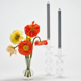 Bella Short Glass Candlestick in Clear Set/2