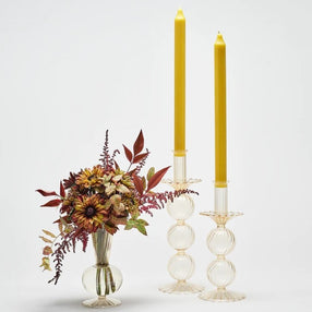 Bella Short Glass Candlestick in Champagne Set/2