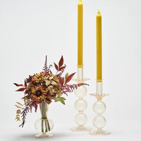 Iris Tall Glass Candlestick in Champagne Set/2