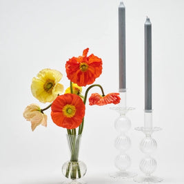 Iris Tall Glass Candlestick in Clear Set/2