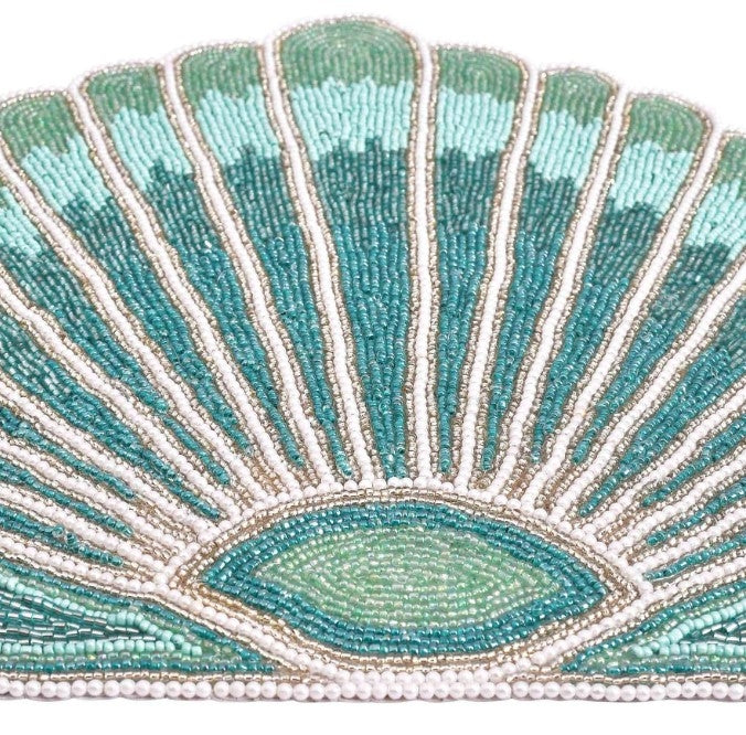 Clam Shell Beaded Placemats Set/4