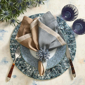 Brilliant Napkin Ring in Midnight and Silver Set/4