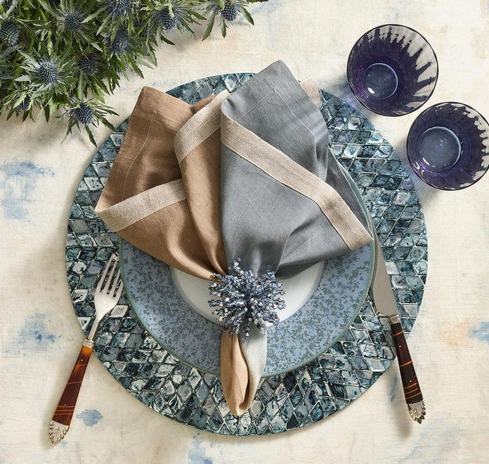 Brilliant Napkin Ring in Midnight and Silver Set/4