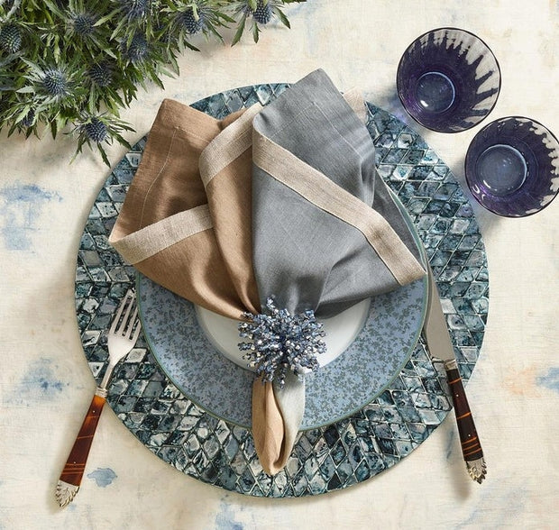 Brilliant Napkin Ring in Midnight and Silver Set/4