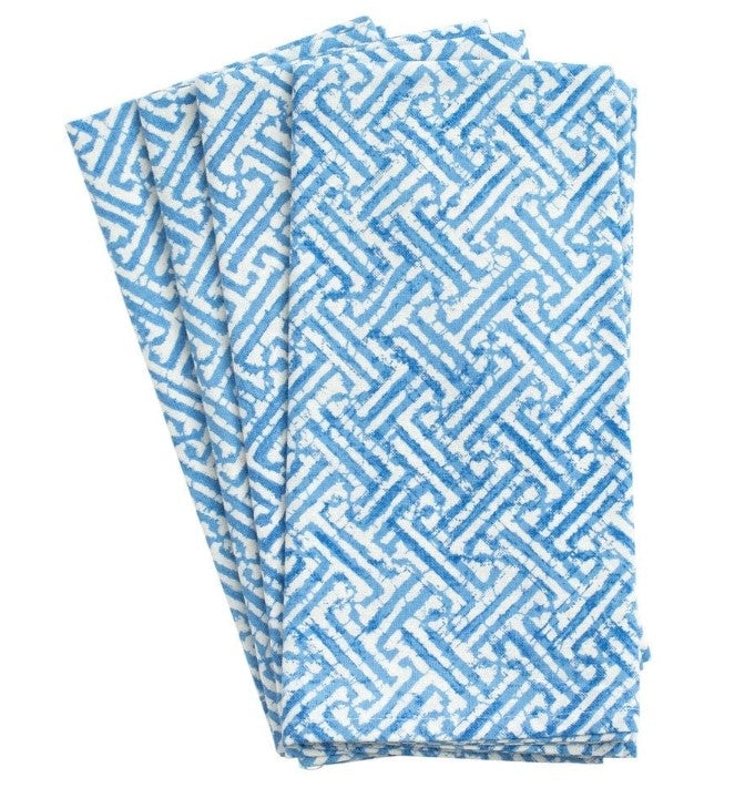 Fretwork Blue Dinner Napkins Set/4