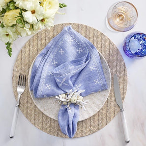 Coral Spray Napkin Ring in White and Natural Set/4