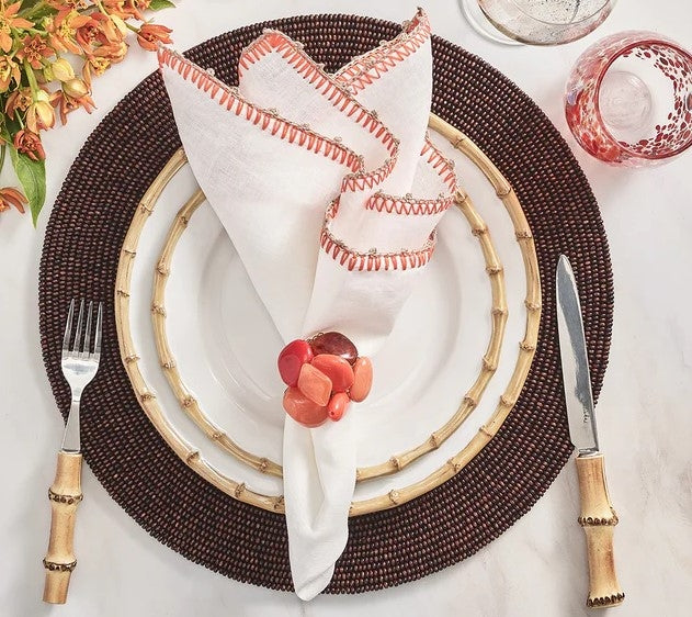 Sea Stone Napkin Ring in Orange Set/4