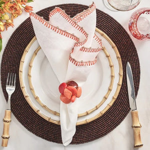 Sea Stone Napkin Ring in Orange Set/4