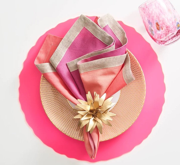 Dip Dye Napkin in Fuchsia and Orange Set/4