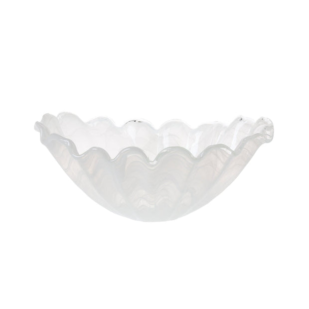 Onda Glass White Medium Centerpiece Bowl