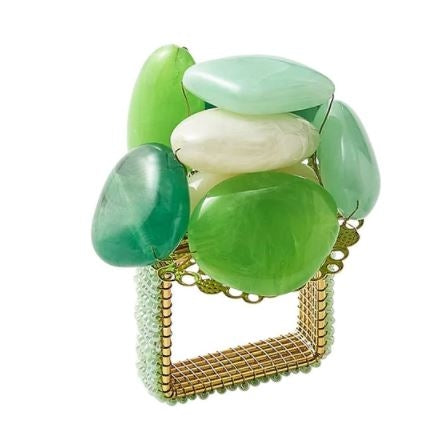 Sea Stone Napkin Ring in Green Set/4