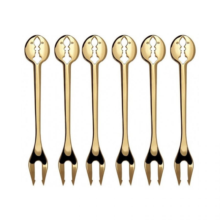 Kiss Condiment Party Forks Gold Set/6