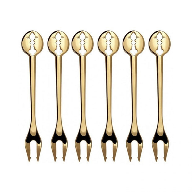 Kiss Condiment Party Forks Gold Set/6