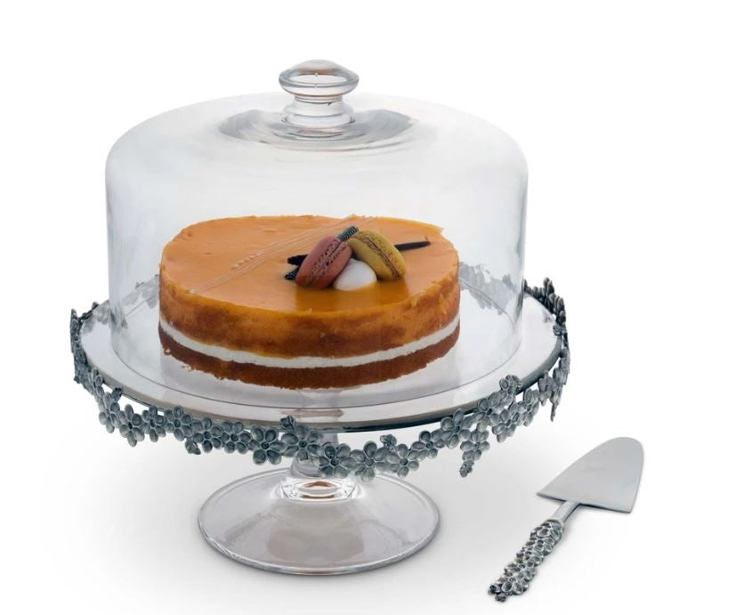 Lilacs Covered Cake Plate