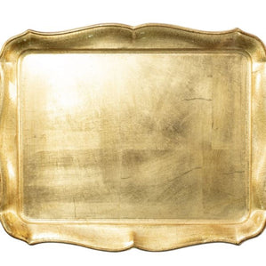Florentine Wood Gold Rectangular Tray