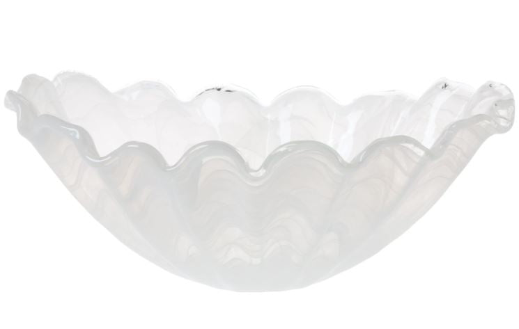 Onda Glass White Large Centerpiece Bowl