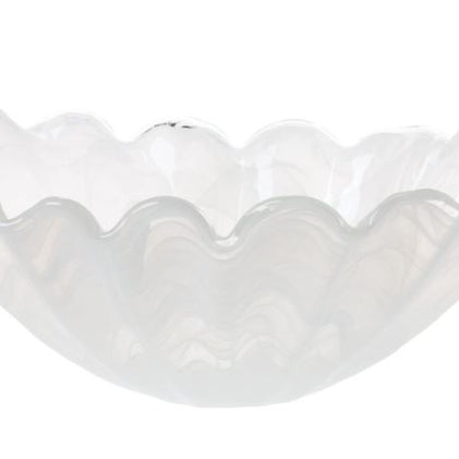Onda Glass White Large Centerpiece Bowl